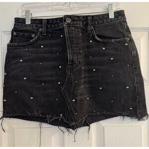 Reformation Davidson Mini Skirt Sz 28 Black Pacific Wash Studs Goth Festival EUC